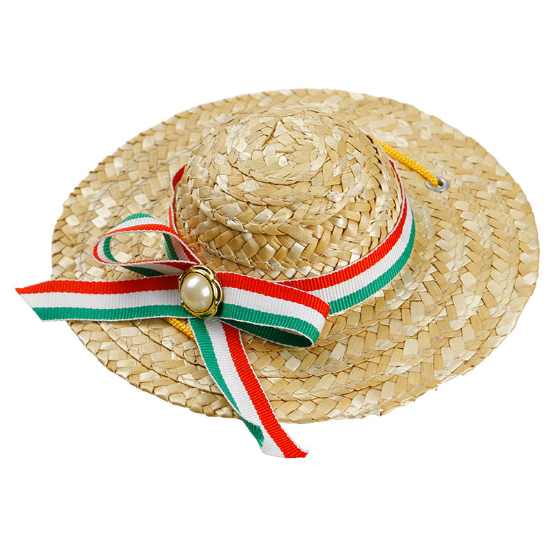 Straw hat pet shade for cats and dogs
