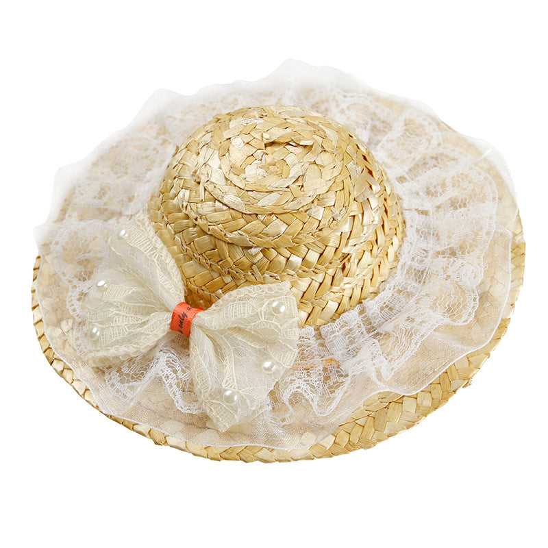 Straw hat pet shade for cats and dogs