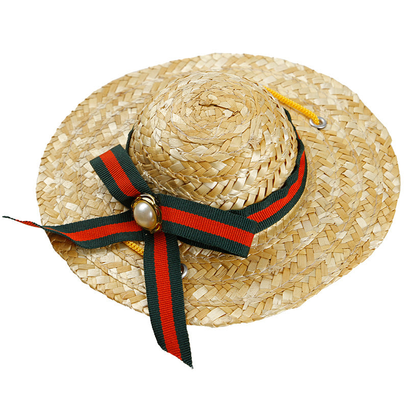 Straw hat pet shade for cats and dogs