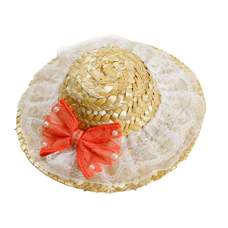 Straw hat pet shade for cats and dogs